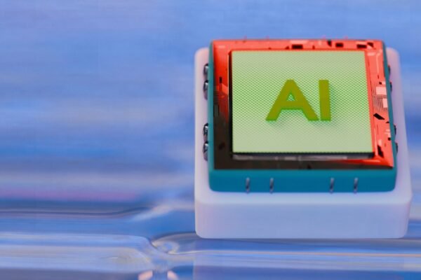 Futuristic AI microchip representing technology innovation