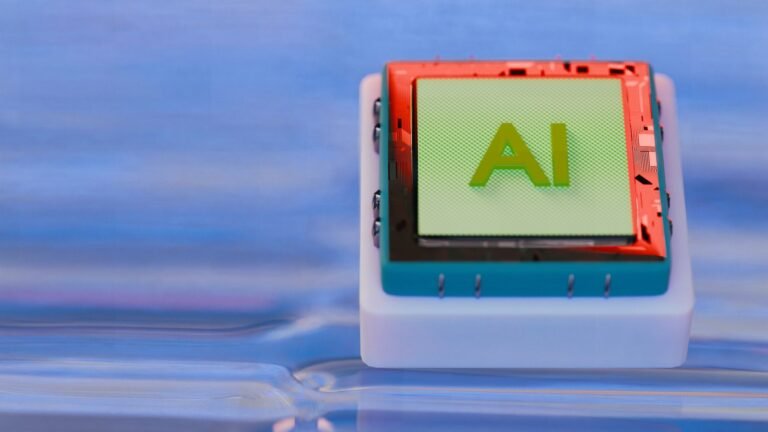 Futuristic AI microchip representing technology innovation